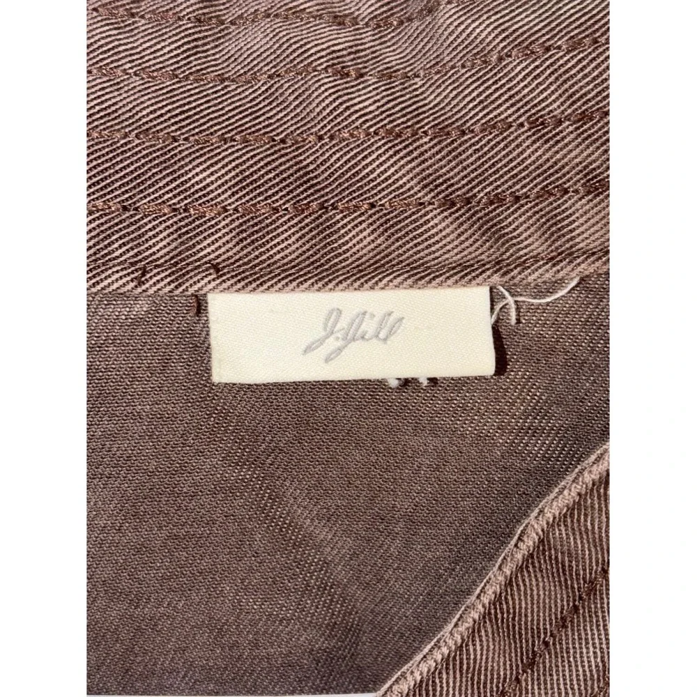 J. Jill Brown Tencel Lyocell Embroidered Mock Neck Jacket Large Q0534